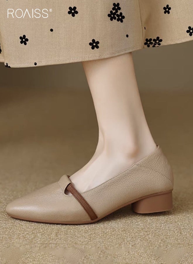 رويس حذاء عمل نسائي مسطح، حذاء عملي متعدد الاستخدامات بتصميم أنيق ومقدمة مدببة لراحة تدوم طوال اليوم، مصنوع من مواد تسمح بالتهوية، مقاوم للتآكل، بكعب منخفض، تصميم منخفض، مناسب للتنقل اليومي إلى العمل، لون كاكي - Image 5